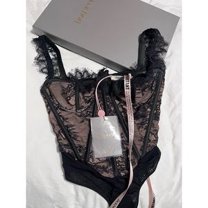 Emilie black corset bodysuit